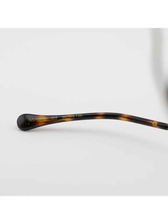 Gucci GG1021S 002 Sunglasses Black with Gold Square Frame, Grey Gradient Lenses main image 6